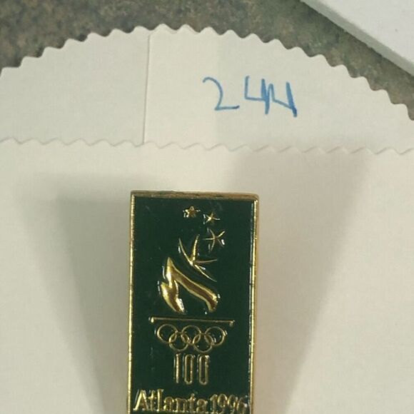 atlanta summer olympic games rectangle pin torch green skyline travel 1996 100 y - Picture 6 of 6